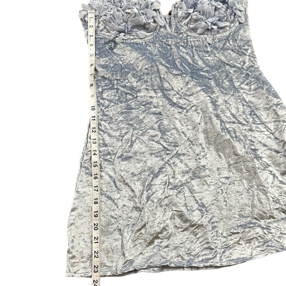 NWT FREE PEOPLE Velvet Mini Dress Light Blue Size 10 - Picture 10 of 16